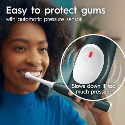 Oral-B Rechargeable Electric Toothbrush, iO2 Starter Kit, 3 Cleaning Modes, Automatic Pressure Sensor to Protect Gums, 2 Brush Heads, Forest Green thumbnail 6