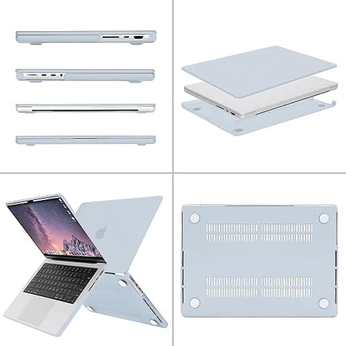 MacBook Pro Case 2025 2024 2023 2022 2021 M5 M4 M3 M2 M1 A3434 A3112 A3185 A3401 A2918 A2992 A2779 A2442, Hard Shell&Keyboard Cover&Screen Film&Pouch, Baby Blue thumbnail 5