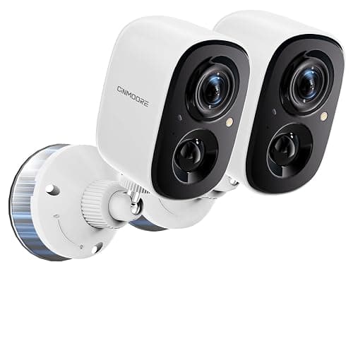 CINMOORE 2.5K Wireless Home Security Cameras 2-Pack, Outdoor WiFi Non-Subscription AI Person Detection, 4MP Color Night Vision, Full Duplex 2-Way Audio, IP66 Waterproof Battery Powered, U.S. AWS Cloud - Image 1