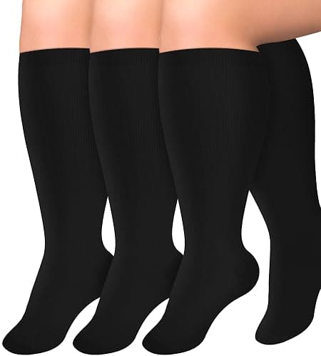 Diu Life 3 Pairs Plus Size Compression Socks for Women and Men Wide Calf Extra Knee High Support for Circulation - Image 1