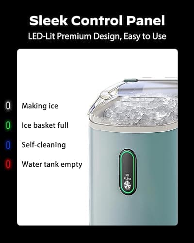 Silonn Nugget Ice Maker Countertop, Pellet Ice Machine with Self-Cleaning Function, Sonic Ice Maker Produces 33lbs of Chewable Ice in 24 Hours, Ideal for Home Kitchen and Office (Green) thumbnail 6