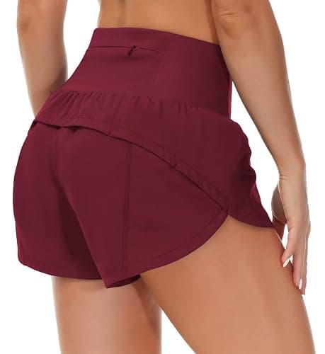 THE GYM PEOPLE Womens High Waisted Running Shorts Quick Dry Athletic Workout Shorts with Mesh Liner Zipper Pockets thumbnail 7