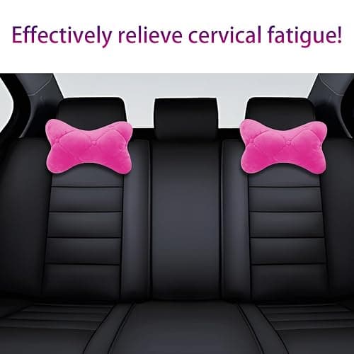 KHGUZ 2PCS Car Headrest Pillow, Soft Comfortable Vehicle Neck Pillow Cushion, Automotive Interior Head Rest Pad Accessories for Driving Fatigue Relief, Universal for SUV, Sedan, Truck (Pink) thumbnail 6