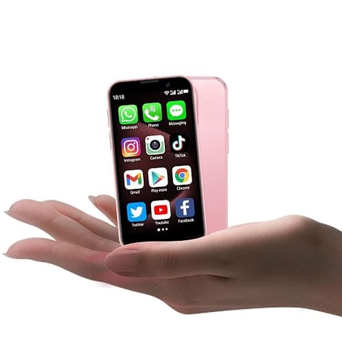 soyes Mini Phone World's Smallest 3.0" HD Touch Screen Mini Smartphone Unlocked Android Compact Mobile Phone for Kids & Students Cell Phone wih Quad-Core Dual SIM Face ID 2GB+16GB Pink - Image 1