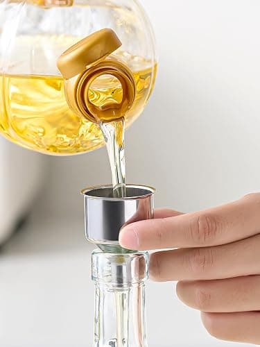 Ruiao 2 Pcs Olive Oil Dispenser Bottle for Kitchen,17oz Clear Glass Cooking Oil and Vinegar Dispenser Set, Coffee Syrup Dispenser with 2 Pourers and 1 Funnel (Two squares) thumbnail 8