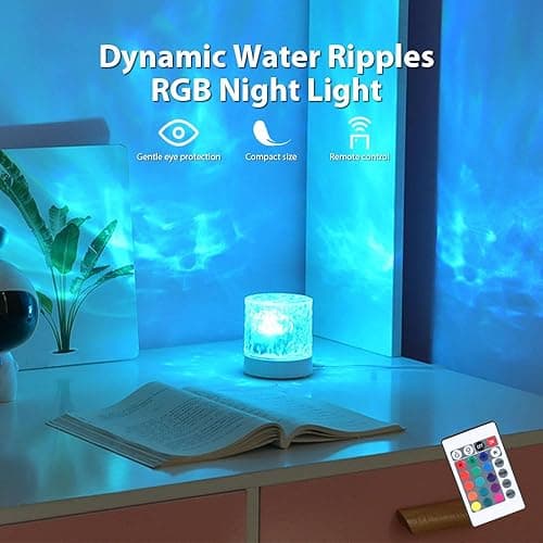 Ocean Wave Ceiling Projector,16 Colors Ocean Wave Light Projector, Water Ripple Ambient Night Light with Remote, Touch Control Aurora Projector Non-Wood for Bedroom,Room Decor,Kids Room (Cubic) - Cubic thumbnail 2