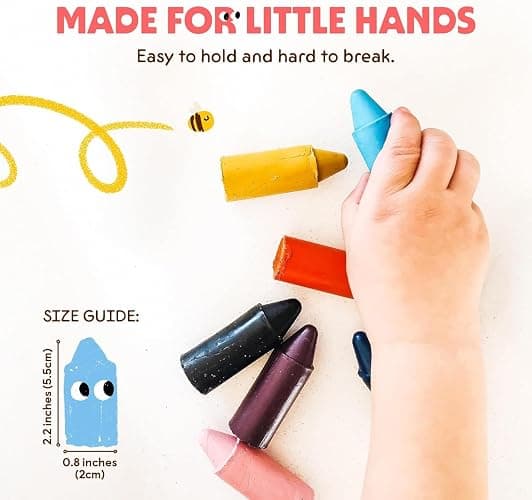 Honeysticks 100% Pure Beeswax Crayons (12 Pack) - Non Toxic Crayons, Safe for Babies and Toddlers, For 1 Year Plus, Handmade in New Zealand with Natural Beeswax and Food-Grade Colours, Eco-Friendly thumbnail 5