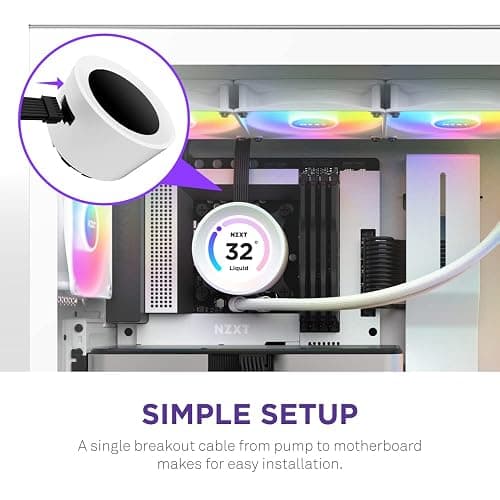 NZXT Kraken Elite 360 RGB - RL-KR36E-W1-360mm AIO CPU Liquid Cooler - Customizable 2.36" LCD Display for Images, Performance Metrics and More - High-Performance Pump - 3 x F120P RGB Fans - White thumbnail 6