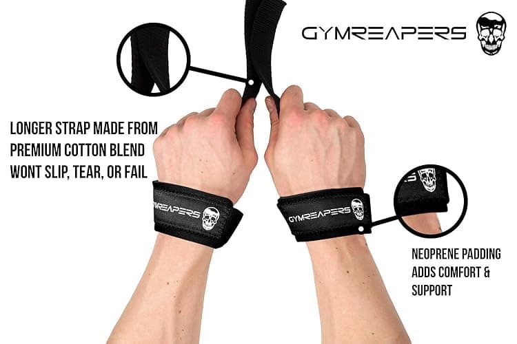 Gymreapers Lifting Wrist Straps for Weightlifting, Bodybuilding, Powerlifting, Strength Training, & Deadlifts - Padded Neoprene with 18 inch Cotton thumbnail 2