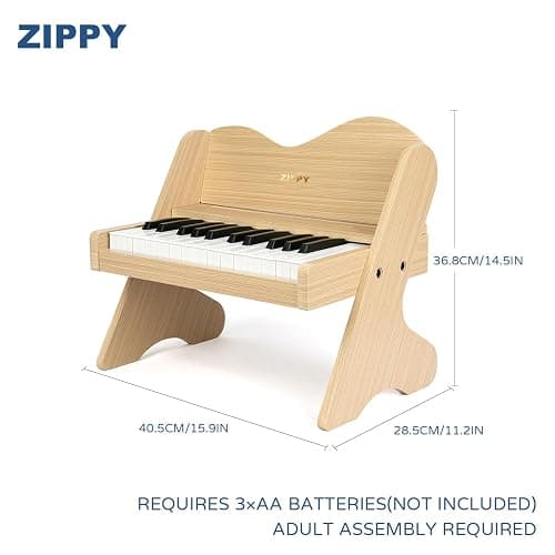 ZIPPY Kids Piano Keyboard, 25 Keys Digital Piano for Kids, Volume Adjustable, Mini Music Educational Instrument Toy, Wood Toy for Toddlers Girls Boys (Oak) thumbnail 3