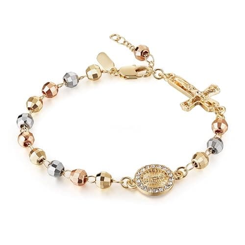 HZMAN Virgin Mary Rosary Bead Cross Bracelet Virgin of Guadalupe Adjustable Link Bracelet for Women Jewelry Gift - Image 1