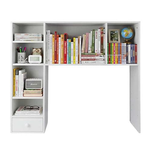 Rotulark Desktop Bookshelf, 35" Tall Desk Shelf with 7 Shelves and 1 Drawer for Computer Desk, Adjustable Desktop Hutch Organizer for Dorm Home Office, Large Capacity Storage Rack, Easy Assembly thumbnail 9