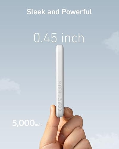 Anker 621 Magnetic Portable Charger (MagGo), 5,000mAh Wireless Power Bank with USB-C Cable, Magsafe-Compatible Battery Pack for iPhone 16 /15/14/13/12 Series - white thumbnail 7