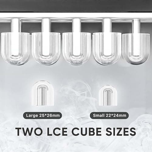 DUMOS Countertop Ice Maker with Handle, 26lbs/24H Portable Ice Machine, 9 Bullet Ice Cubes Ready in 6 Mins, Self-Cleaning, Quiet Compact Ice Maker for Home, Kitchen, RV, Camping, Black thumbnail 5