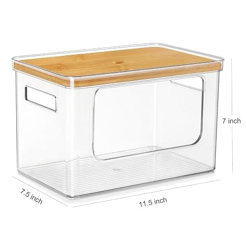 Hudgan Stackable Storage with Bamboo Top for Laundry Room Organization, Extra Large Trash Bag/Garbage Bag Dispenser, Under Sink Organizer, Pantry Organizers thumbnail 3