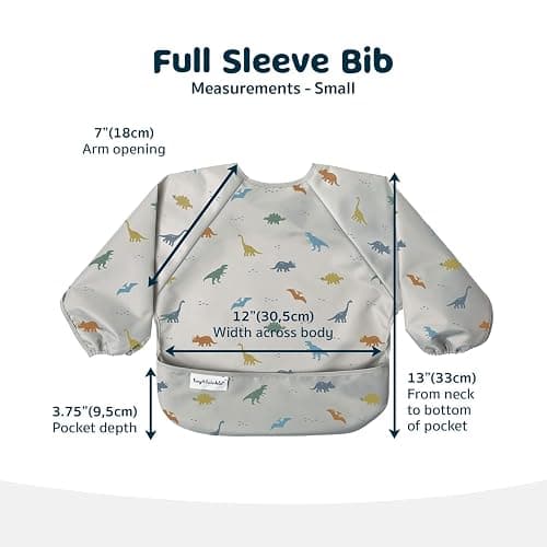 Tiny Twinkle Long Sleeve Bib for Babies & Toddlers – Waterproof Smock Bib for Eating – Machine Washable & Mess-Proof, Baby Feeding Essential & Shower Must-Have(Dinosaur, 6–24M) thumbnail 5