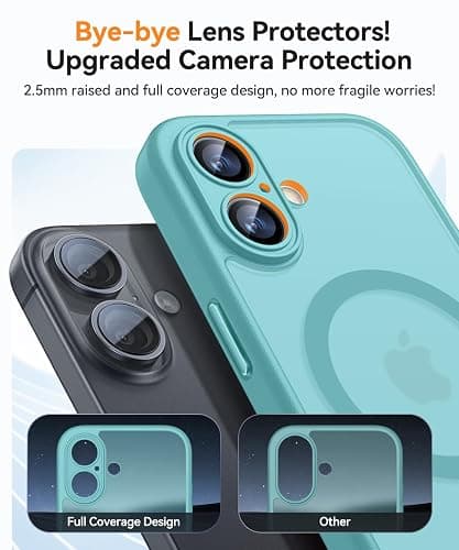 CANSHN Magnetic for iPhone 17 Case, Upgraded [Full Camera Protection] [Compatible with Magsafe] [Translucent Matte] Shockproof Protective Phone Case for iPhone 17 - Teal thumbnail 3