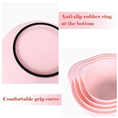 BoxedHome Nesting Plastic Mixing Bowl Set, 4 Piece Mixing Bowl Set with Pour Spouts, Size 1.7, 2.5, 3.5 and 4.5qt, for Prepping, Mixing, Baking, Cooking(2023 New Version, Pink) thumbnail 5