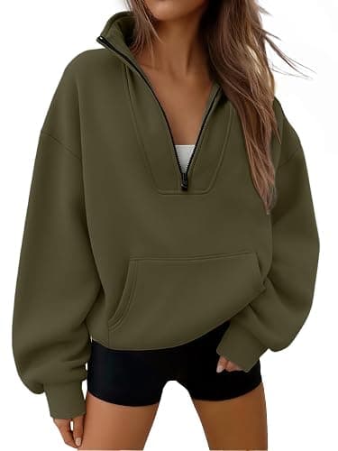 Trendy Queen Womens Sweatshirts Quarter Half Zip Pullover Oversized Hoodies Fall Fashion 2025 Winter Fleece Jackets Sweaters - Image 1