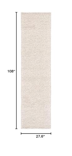 SAFAVIEH Natura Collection Runner Rug - 2'3" x 9', Beige & Ivory, Handmade Wool Blend, Textured Design, Ideal for Living Room, Bedroom, Dining Space (NAT425B) thumbnail 2