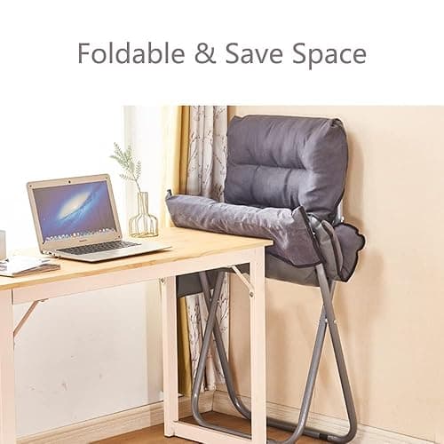 Modern Lazy Chair with Ottoman, Folding Lounge Reclining Sofa Chair with Armrest Comfy Lounge Chair Leisure Chair with Side Pocket for Bedroom, Balcony, Living Room, Office, Grey thumbnail 7