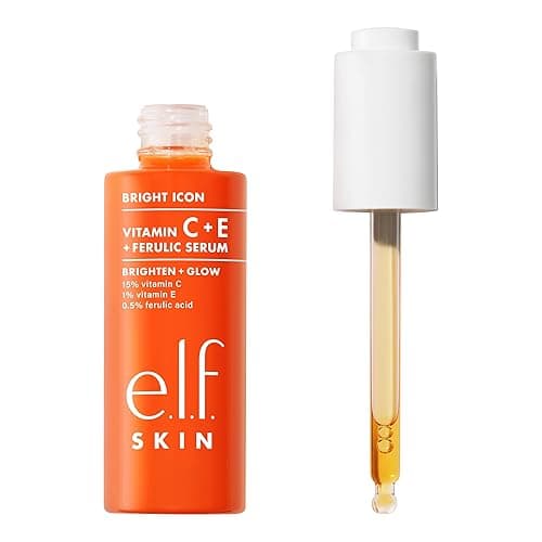 e.l.f. SKIN Bright Icon Vitamin C + E + Ferulic Serum, Brightening & Soothing Face Serum, Helps Even Skin Tone, Vegan & Cruelty-Free, 1 fl oz - 1 Fl Oz (Pack of 1)