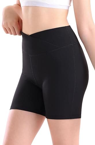 MEJING Girls V Cross Waist Athletic Shorts, Kids Soft Bike Volleyball Yoga Dance Running Cheer Gymnastics Gym Workout Shorts - Image 1