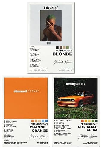 Bkioqoh A Set of 3 Canvas Prints, Frank Ocean Poster Set (Channel Orange, Ocean Blonde), Album Aesthetics 3-Piece Set, Unframed, 8x12IN - Image 1