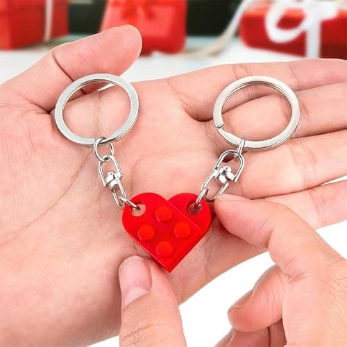 BOBIPRO Couples Matching Stuff Gifts - Red Heart Keychain, Matching Couple Heart Keychains Decorations Christmas Valentines Day Gifts for Boyfriend Girlfriend thumbnail 4