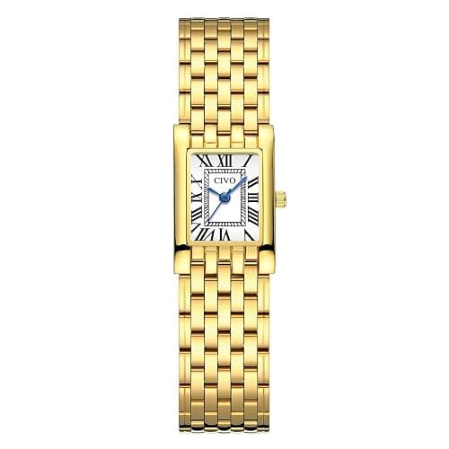 CIVO Gold Watches for Women Vintage: Small Quartz Womens Watch with Roman Dial - Ladies Square Dainty Bracelet Watches - Gift Box Set for Wife Mother at Anniversary Wedding Birthday Christmas - Image 1