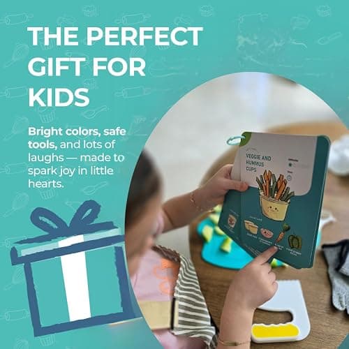 Tovla Jr. Ultimate Montessori Kids Cooking Gift Set – Real Knife, Chopper, Safety Gloves, Peeler, Cutters, Cutting Board & Recipe Cards – Ages 4–10 thumbnail 7