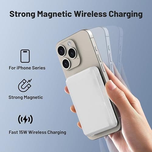 Batterie Externe Magnétique sans Fil, 20W Charge Rapide Chargeur Powerbank, 10000mAh Power Bank Compatible avec iPhone 16 15 14 13 12 Pro Max Plus iPad Android, Portable Batterie Powerbank Induction thumbnail 4