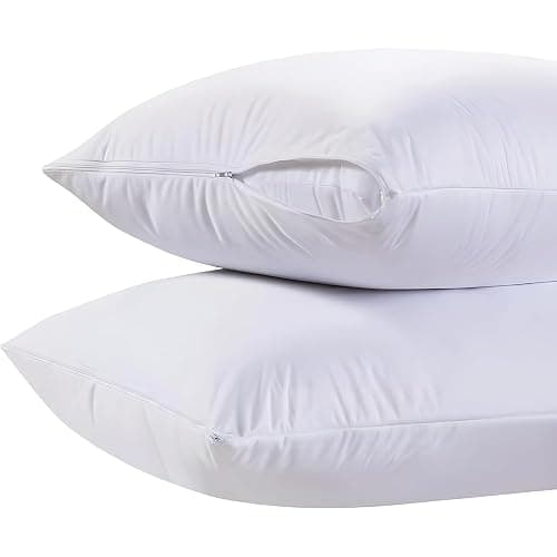 White Classic King Pillow Covers with Zipper 2 Pack - 20 x 36 Ultra-Soft, Cozy and Noiseless King Pillow Protector, 200 Thread Count, Fade-Resistant Pillow Shams - Image 1