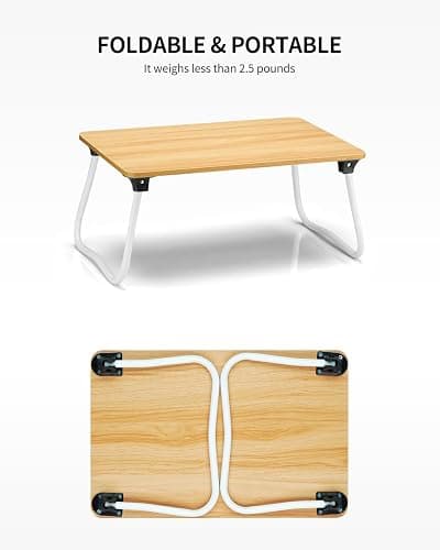 Ruxury Foldable Lap Desk Laptop Stand Bed Desk Table Tray, Breakfast Serving Tray, Portable & Lightweight Mini Table, Lap Tablet Desk for Sofa Couch Floor - Wood thumbnail 6