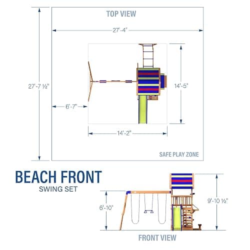 Backyard Discovery Beach Front All Cedar Wooden Swing Set with Monkey Bars, Large Upper Deck with Canopy, Ships Wheel, Play Telescope, Sandbox, Snack Bench, Rock Wall thumbnail 3