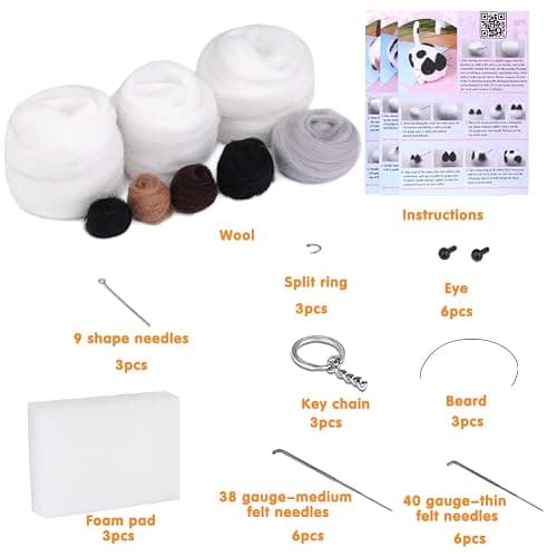 Mayboos Needle Felting Kit,3 Pieces Making Wool Needle Felting Starter Kit with Instruction,Felting Foam Mat and DIY Needle Felting Supply for DIY Craft Animal Home Decoration thumbnail 2