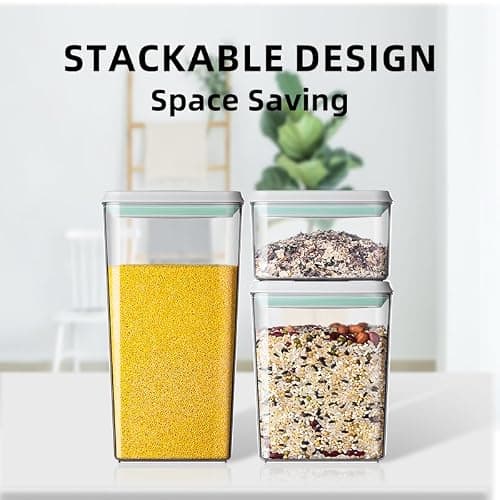 Ankou Airtight Food Storage Container Sets with Lids 6Pcs Pop Containers for Kitchen Pantry Organization BPA-Free Stackable Kitchen Storage Containers for Cereal Flour Sugar (0.5, 1.2, 1.8qt)*2 thumbnail 6