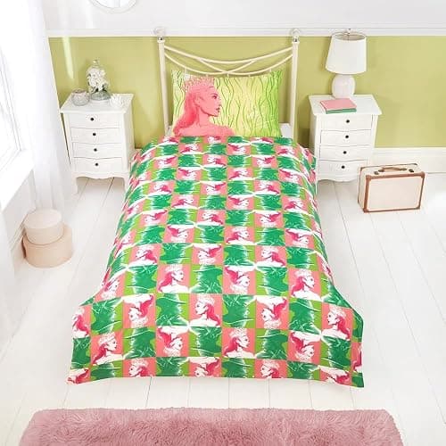 Wicked Glenda & Elphaba Reversible 2 in 1 Design Single Duvet Cover and Pillowcase Set - Polycotton Material -Washable Perfect for Children, Kids, Girls in a Pink and Green Colorway thumbnail 4
