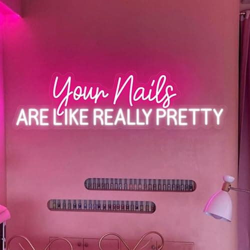 XIMAQIS Your Nails are Like Really Pretty Neon Sign 28inch Beauty Salon Signboard, Nail Studio Neon Light, Nail Salon Led Sign, Custom Beauty Room Wall Decor -Pink&White thumbnail 3