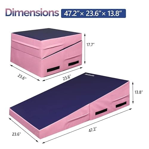 Matladin 48"x24"x14" Tumbling Mat - Folding Gymnastics Cheese Wedge Mat for Kids, Girls Home Training thumbnail 4