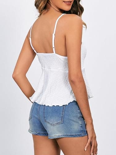 SOLY HUX Women's Peplum Tops Summer Casual Ruched Flowy Going Out Top Spaghetti Strap Tank Camisole thumbnail 2