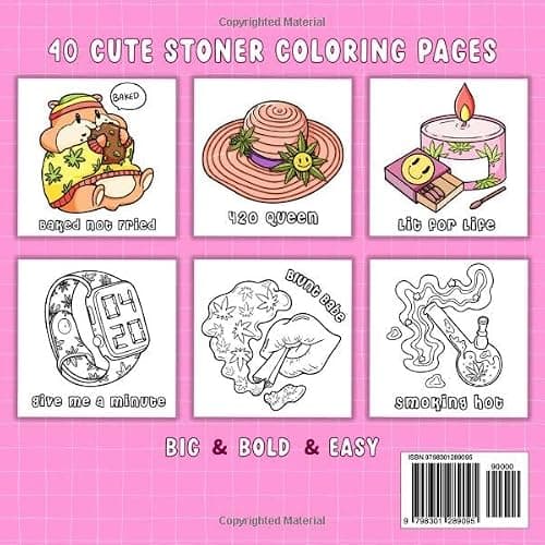 Stoner Girl: Bold and Easy Stoner Coloring Book for Adults Relaxation With 40 Cute and Psychedelic Designs for Weed-loving Girls and Free-spirited Stoner Queens thumbnail 2