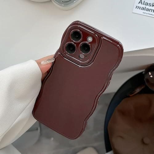 FABSPARK Phone Case for iPhone 15 Pro Max Case,Simple Wave Design Wavy Frame Soft Silicone Aesthetic for iPhone 15 Pro Max,Wine Red thumbnail 2