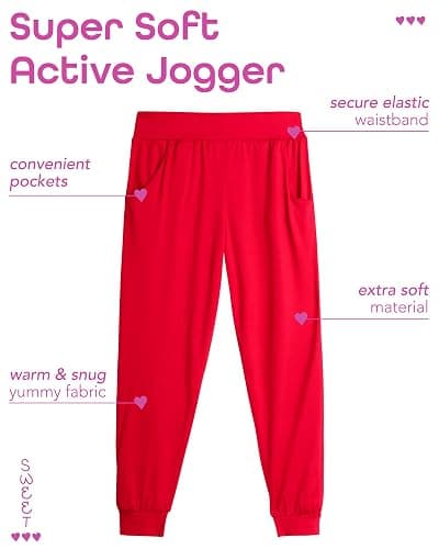 Sweet Hearts Girls Sweatpants - 3 Pack Girls' Activewear High Waisted Jogger Pants with Pockets: Made in USA (Sizes: 5-18) thumbnail 2