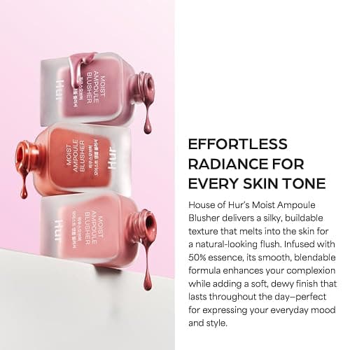 House of Hur Moist Ampoule Blusher with 50% Moisture Essence | Hydrating & Long-Lasting Blush | 0.33 fl. oz. (9 Shades) - Peach Coral thumbnail 5