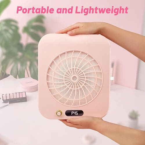Nail Dust Collector with 2 Cleanable & Reusable Filters,Dust Extractor Compact Vacuum Fan Dust Collector,Suction Machine for Acrylic Home Nails Polishing Nail Salon,Pink thumbnail 6