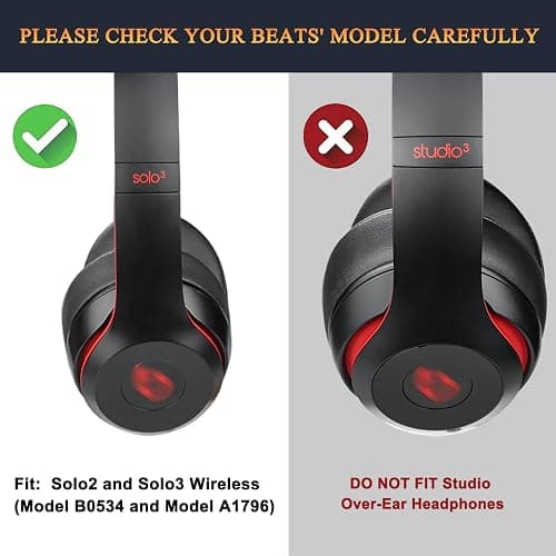 SoloWIT Earpads Cushions Replacement for Beats Solo 2 & Solo 3 Wireless On-Ear Headphones, Solo2 Solo3 Ear Pads with Soft Protein Leather, Added Thickness - White thumbnail 2