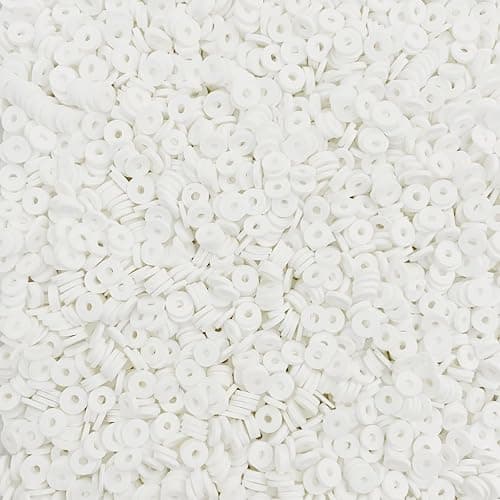 4100 Pcs White Clay Beads Bracelet Making Kit, 6mm Polymer Spacer Flat Heishi Beads for Jewelry Necklace Earring Making thumbnail 3