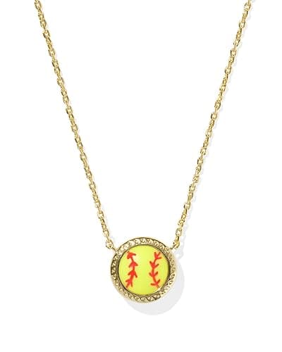 Kendra Scott Softball Pendant Necklace - Chartreuse Magnesite for Women - One Size - GOLD-PLATED