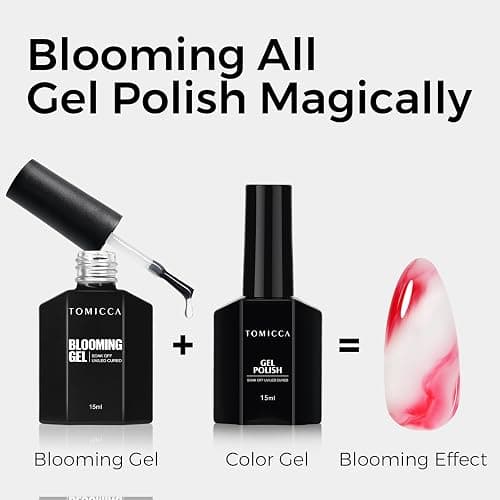 TOMICCA Clear Blooming Gel Nagellack, 15ML UV-LED-Nagellack zum Verteilen, Marble, Watercolor Blooming Gel Polish Nail Art DIY Design thumbnail 5